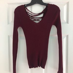Fashion Nova Burgundy Stretchy Sweater